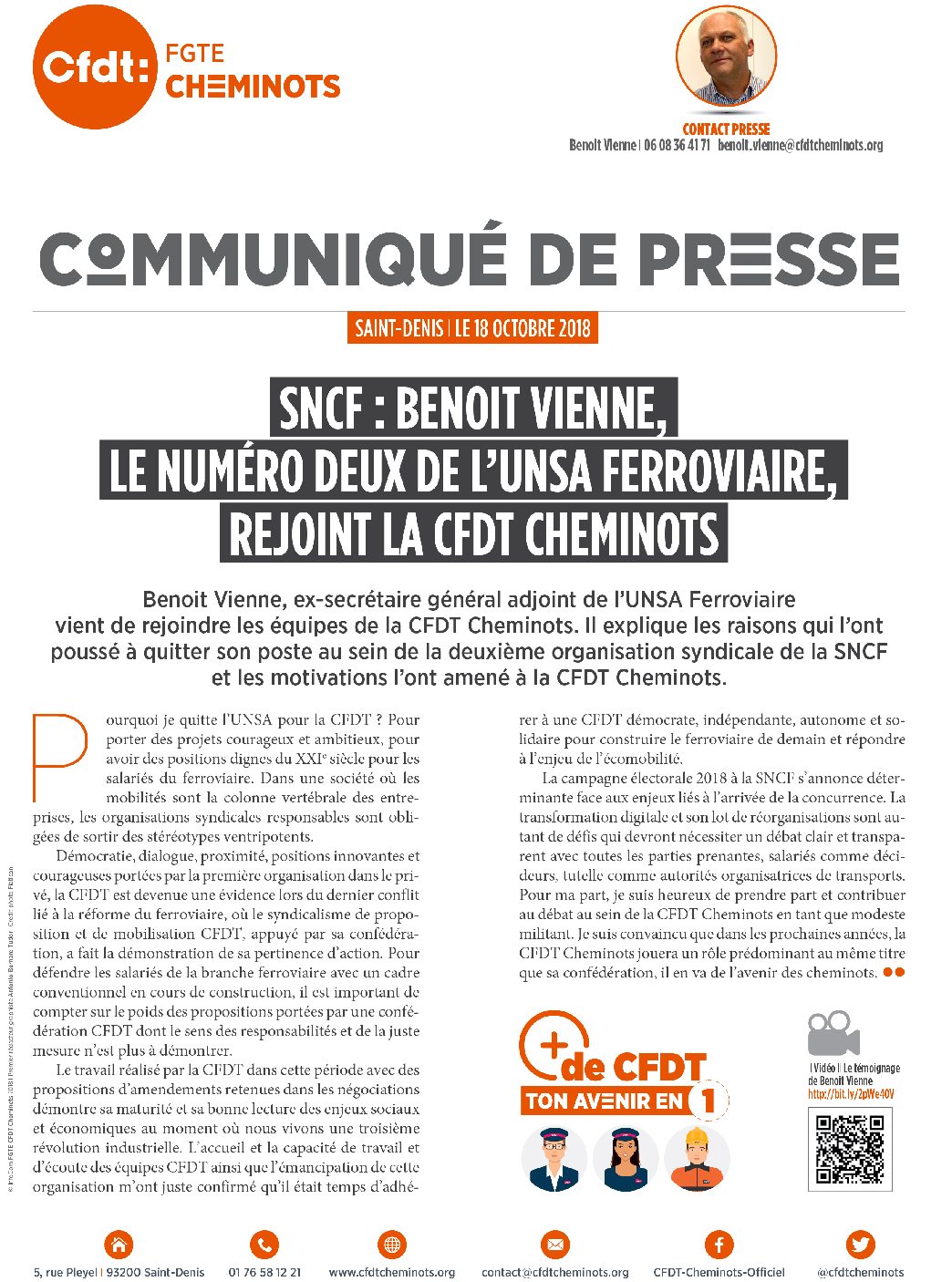 SNCF : Benoit Vienne, le numéro deux de l’UNSA ferroviaire, rejoint la CFDT Cheminots