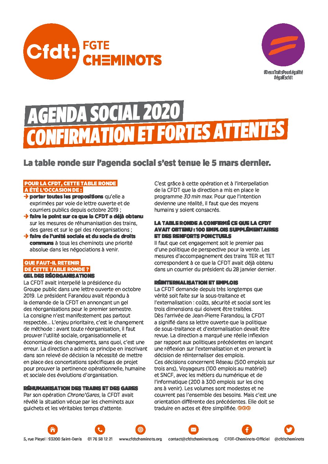 AGENDA SOCIAL SNCF 2020