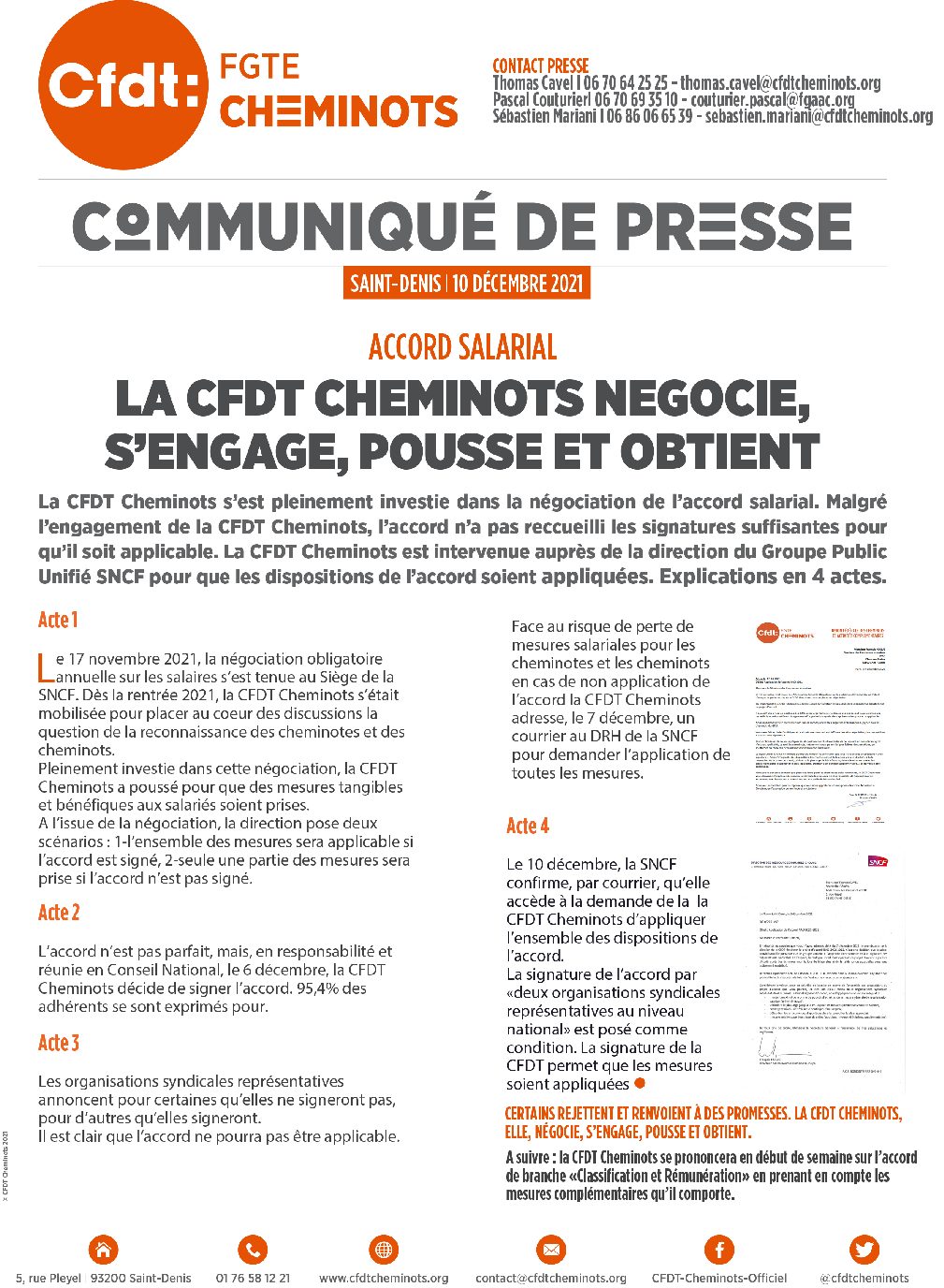 COMMUNIQUE DE PRESSE