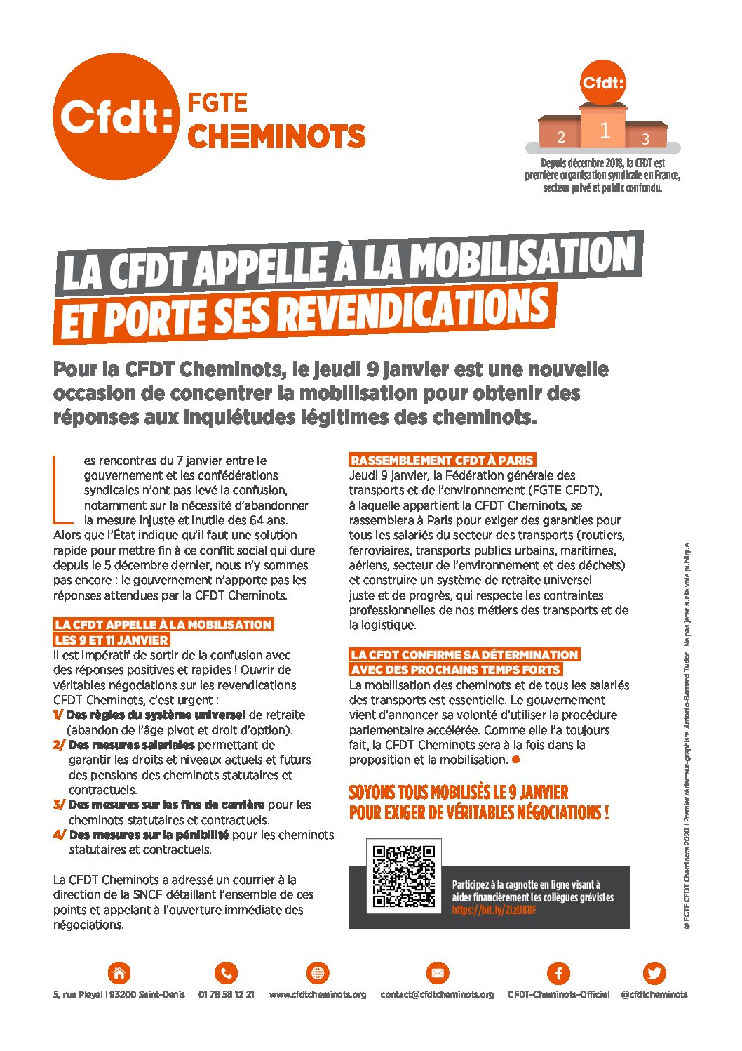 APPEL À LA MOBILISATION LES 9 & 11 JANVIER