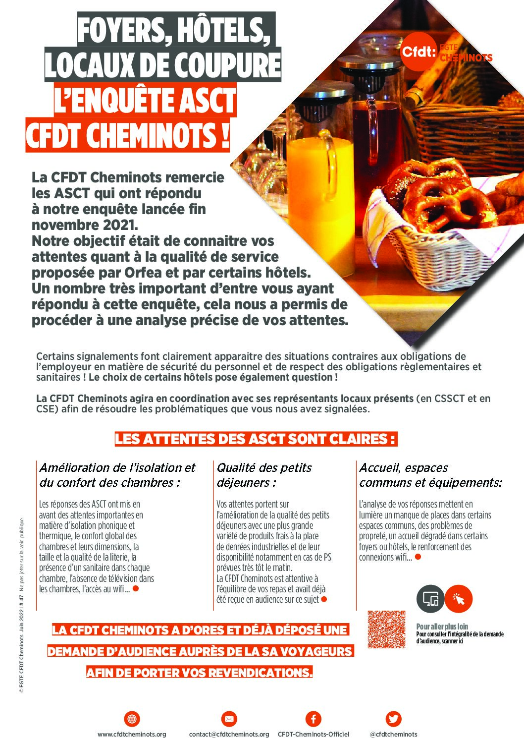 FOYERS, HÔTELS, LOCAUX DE COUPURE L’ENQUÊTE ASCT CFDT CHEMINOTS !