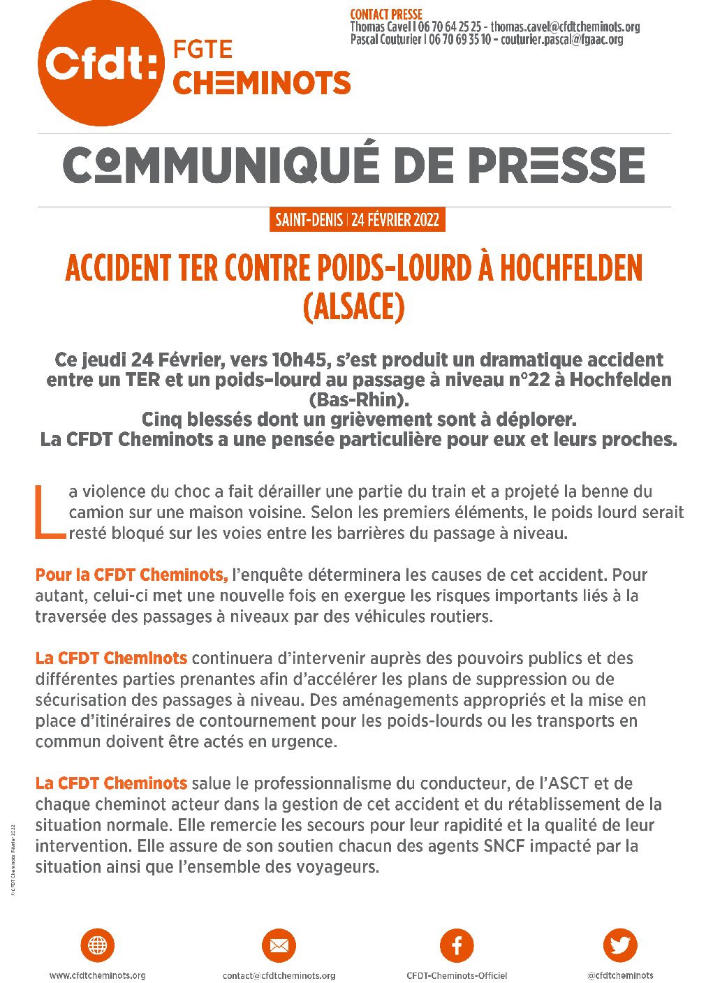 COMMUNIQUÉ DE PRESSE I SAINT-DENIS I 24 FÉVRIER 2022