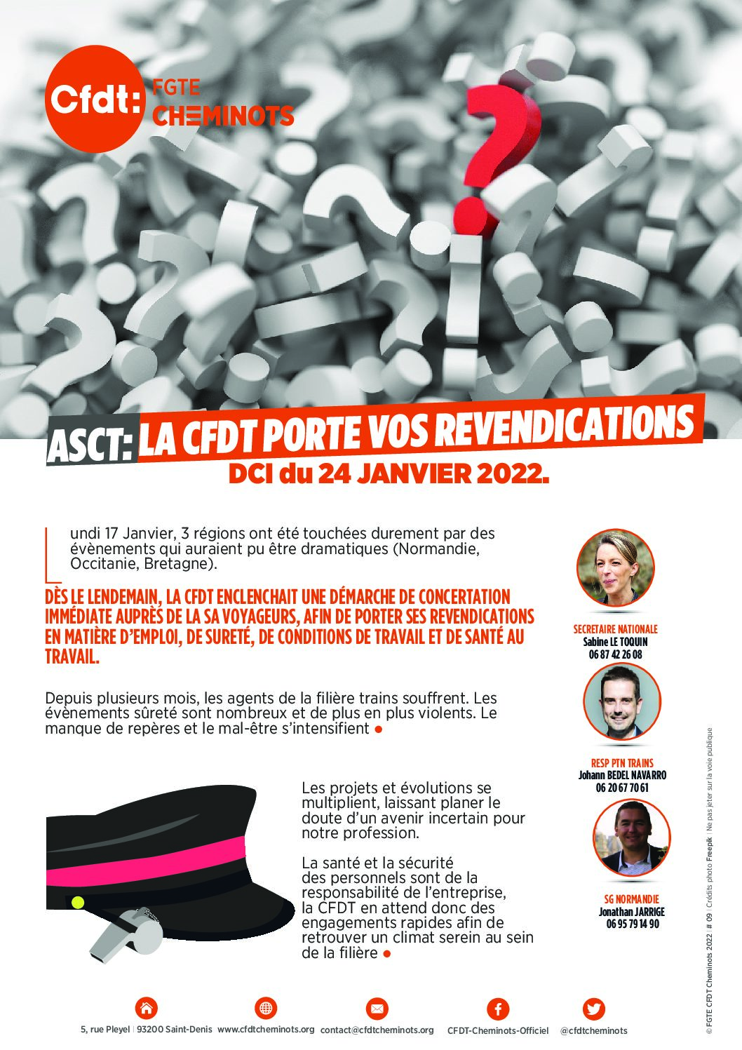 ASCT: LA CFDT PORTE VOS REVENDICATIONS