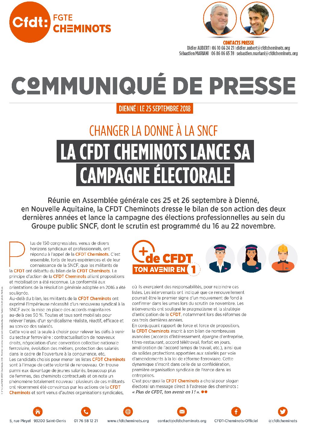 La CFDT Cheminots lance sa campagne électorale