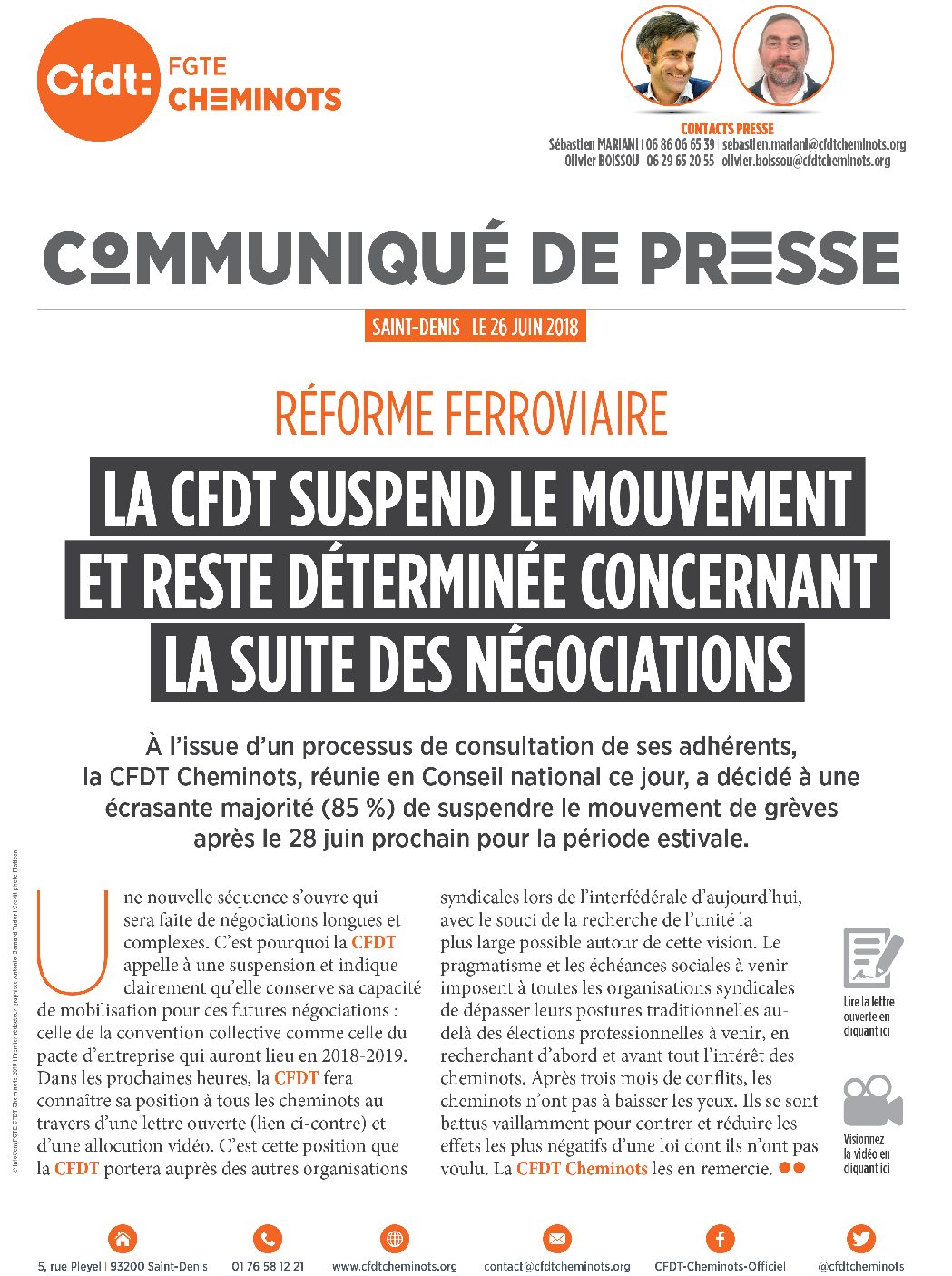 La CFDT suspend le mouvement et reste déterminée concernant la suite des négociations