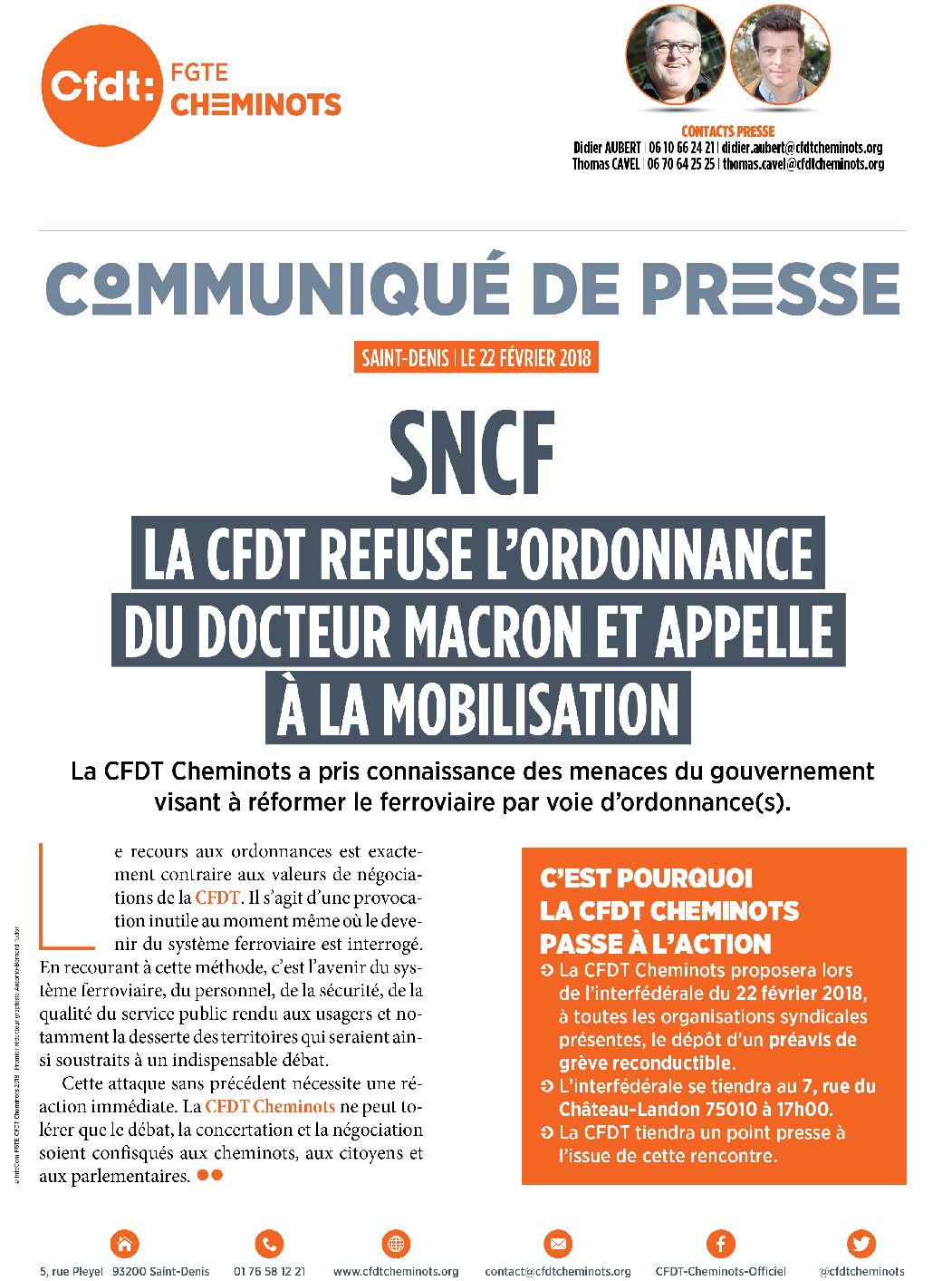 La CFDT refuse l’ordonnance du Docteur Macron et appelle à la mobilisation