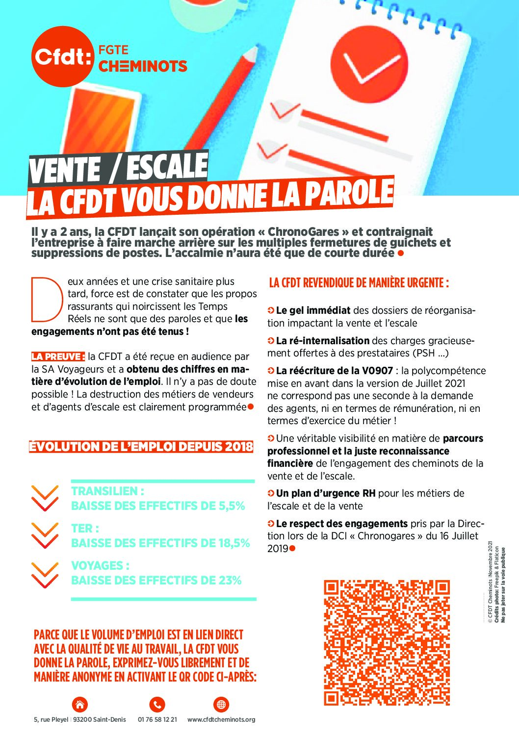 VENTE / ESCALE LA CFDT VOUS DONNE LA PAROLE