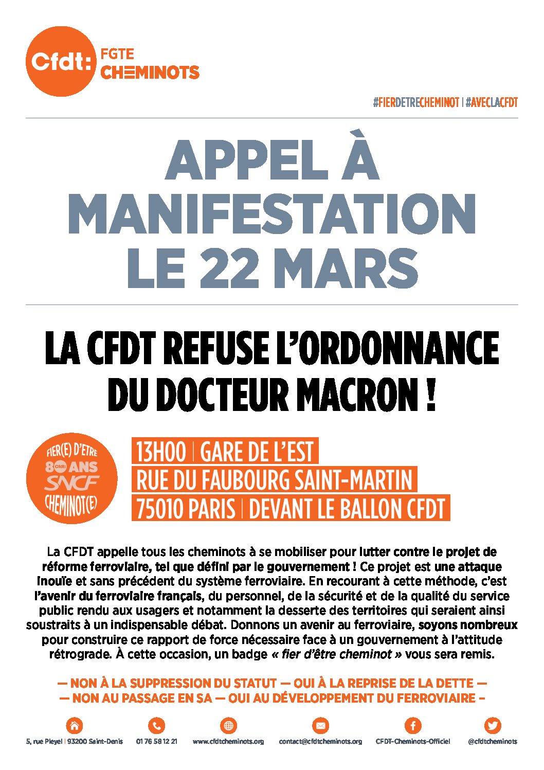 APPEL À MANIFESTATION LE 22 MARS