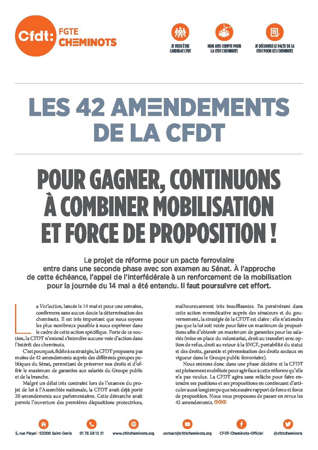 LES 42 AMENDEMENTS DE LA CFDT