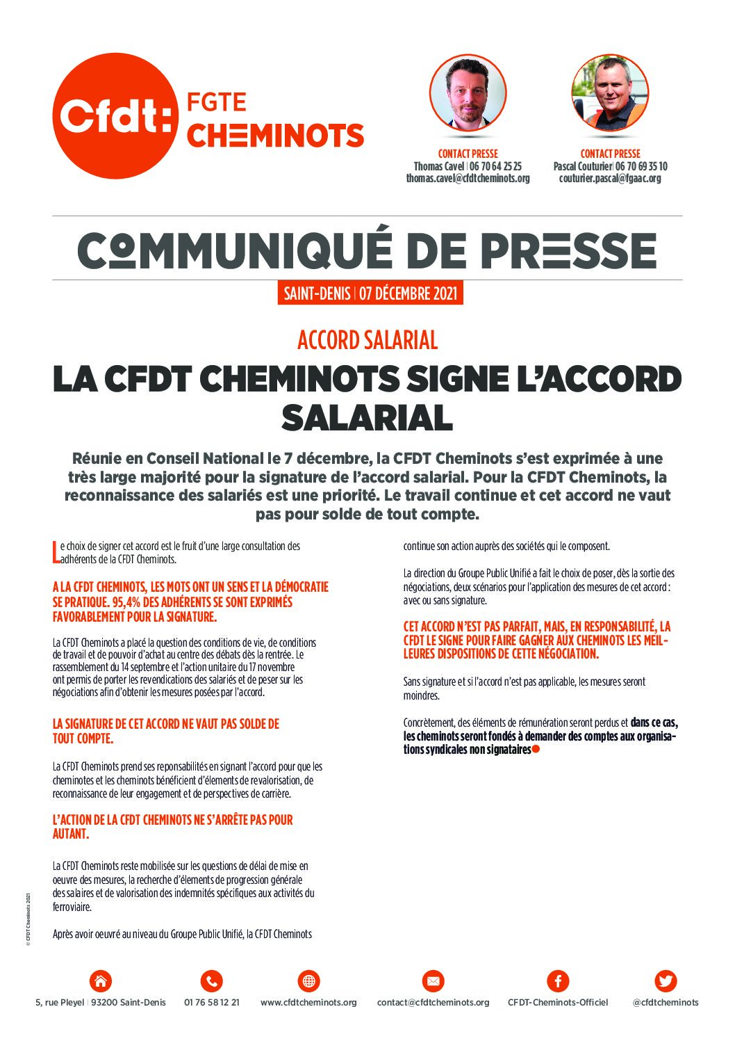 COMMUNIQUÉ DE PRESSE