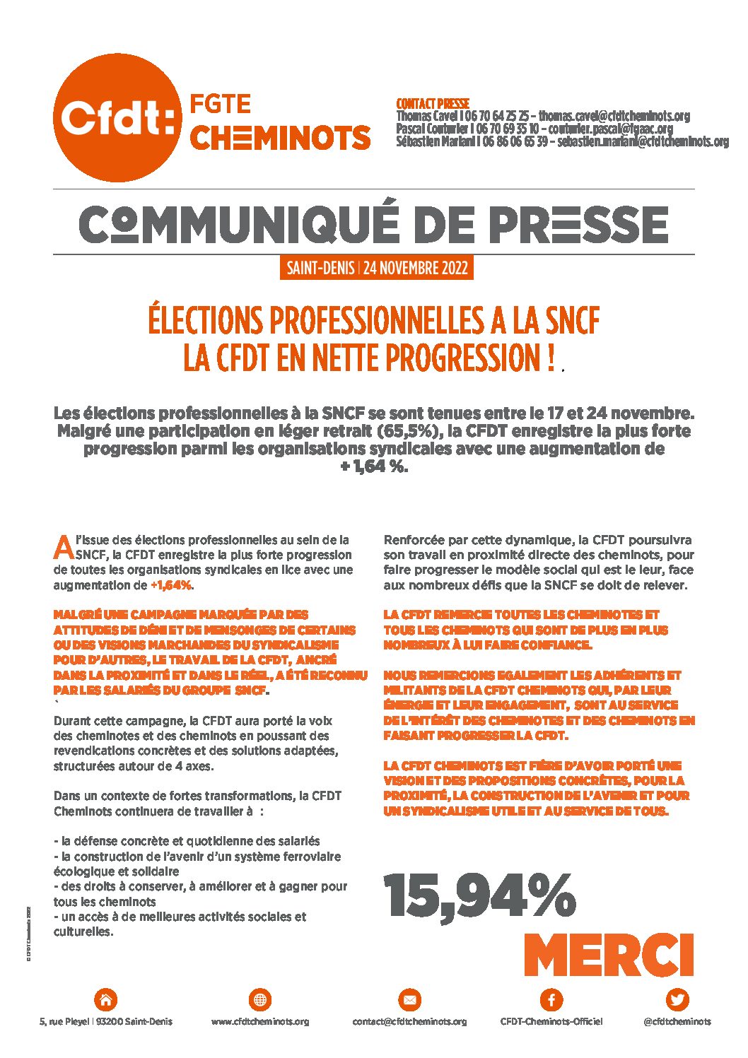 Communiqué de presse // 24 novembre 2022