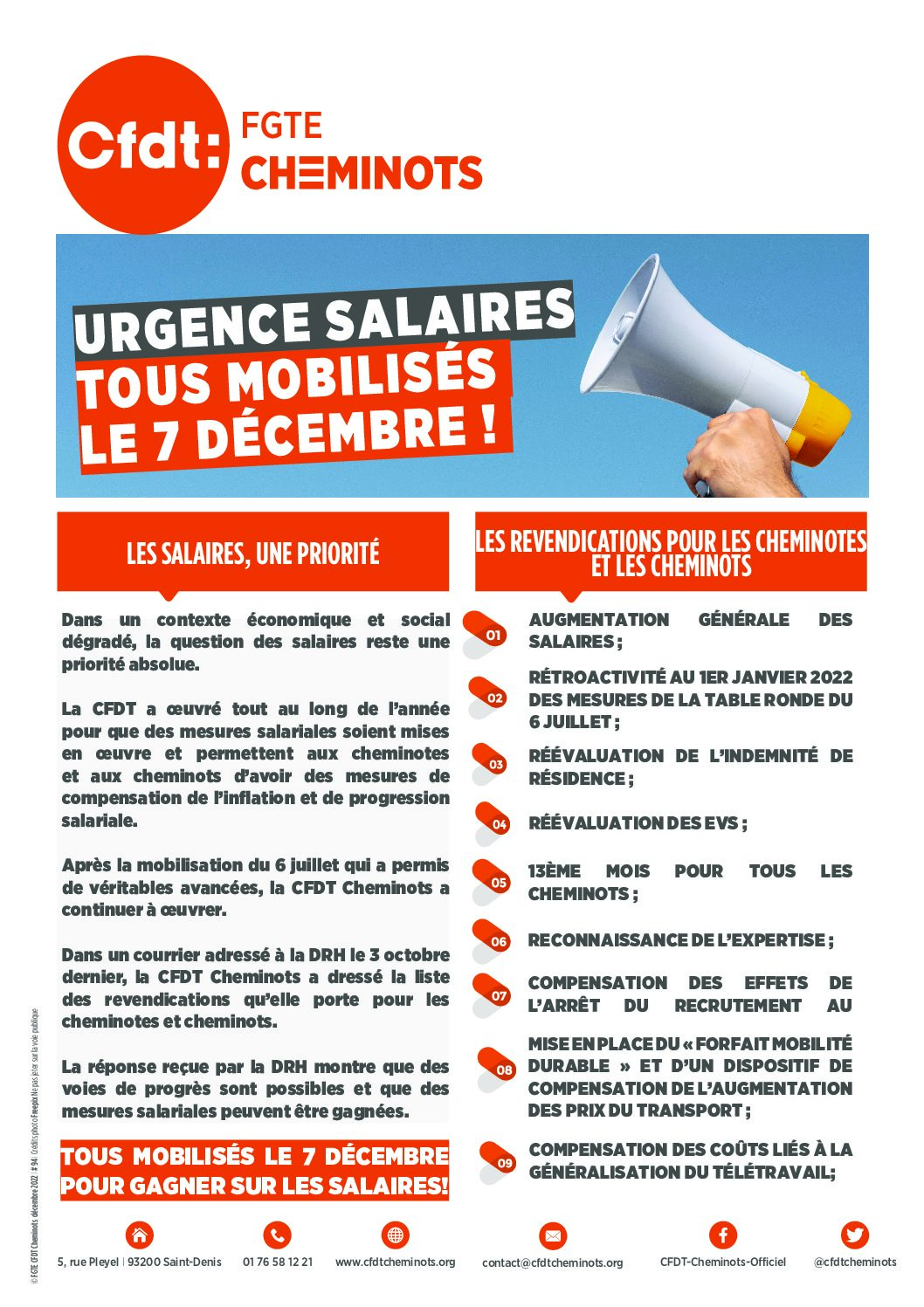 Urgence salaires: tous mobilisés le 7 décembre