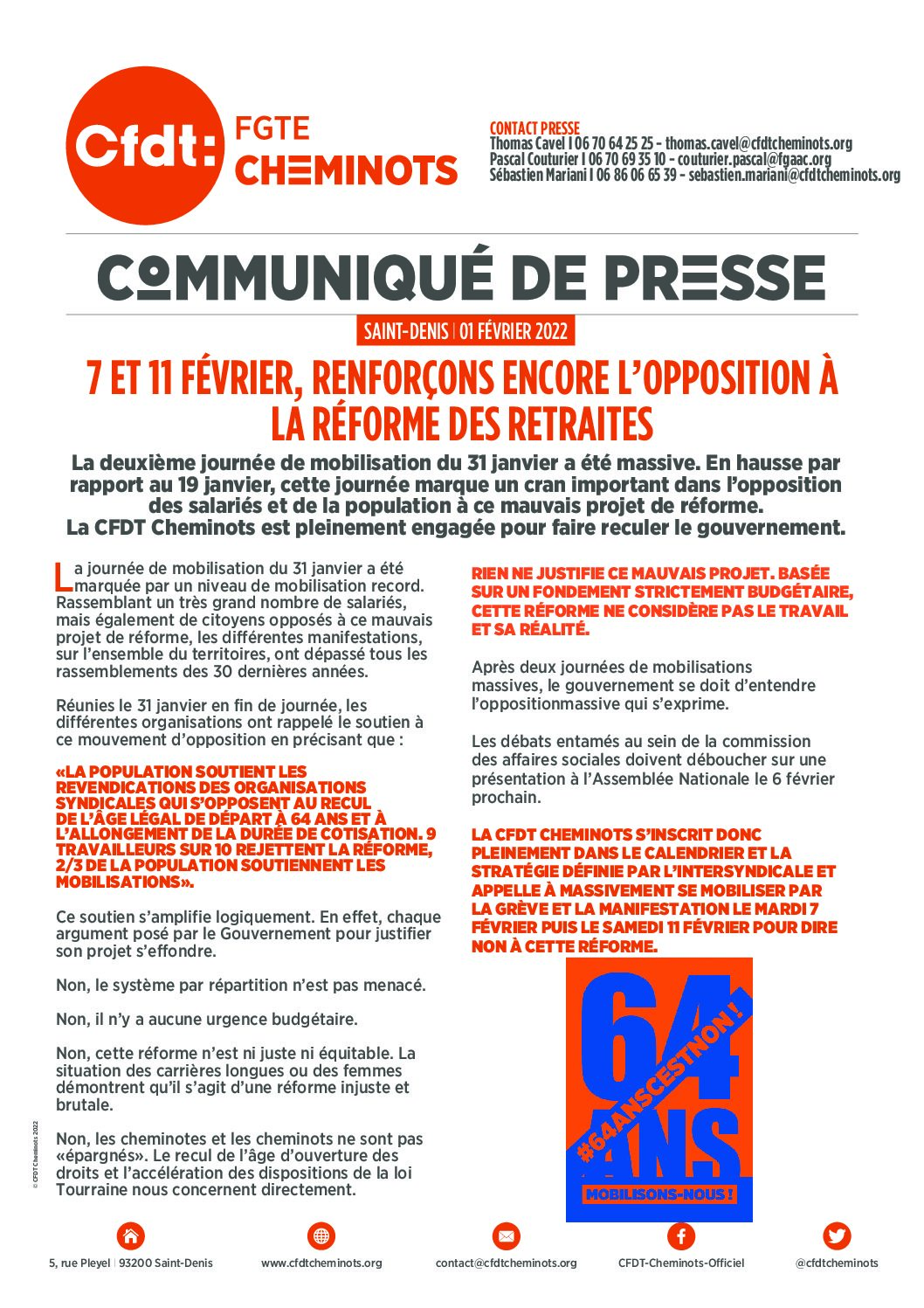 Communiqué de presse // 1er Février 2023