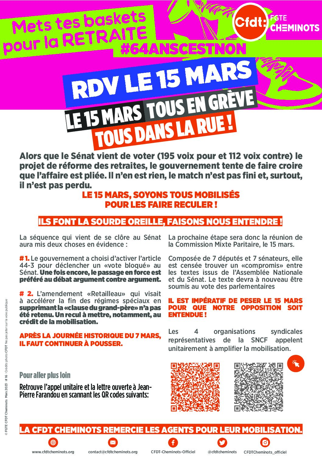 Le 15 Mars, tous en grève, tous dans la rue !