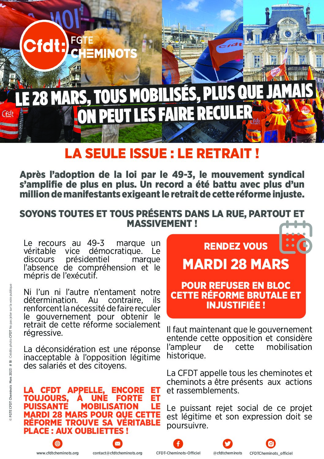 Le 28 mars, tous mobilisés, plus que jamais on peut les faire reculer