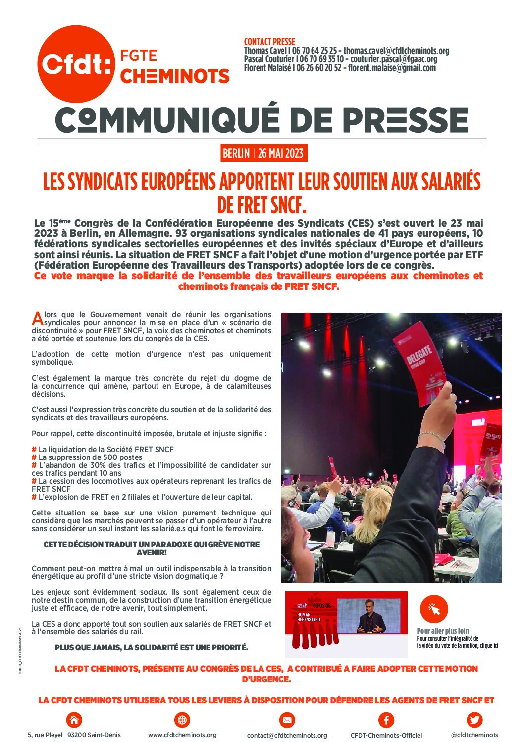 Communiqué de presse || 26 Mai 2023