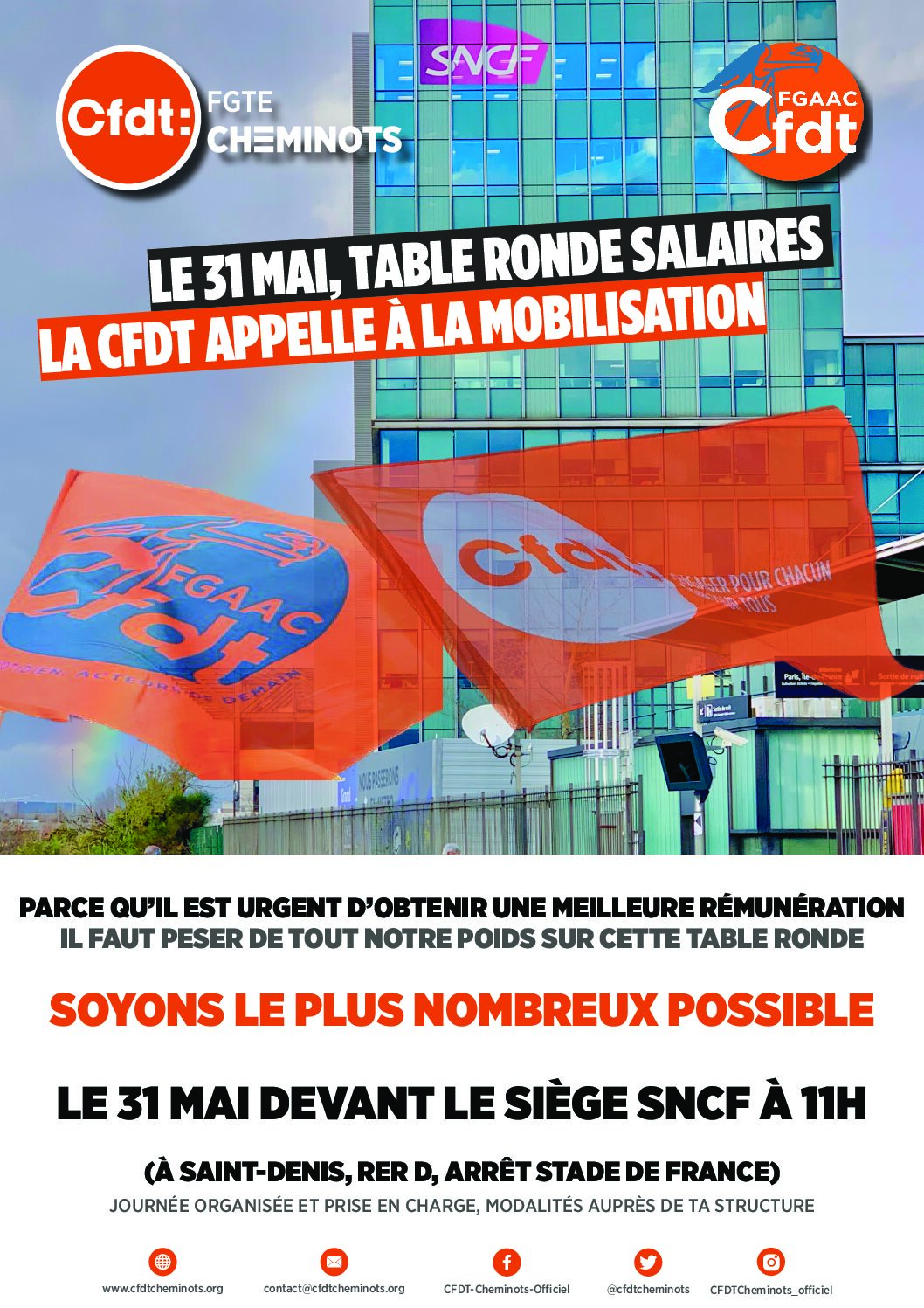 Le 31 Mai, table ronde Salaires. La CFDT appelle à la mobilisation.