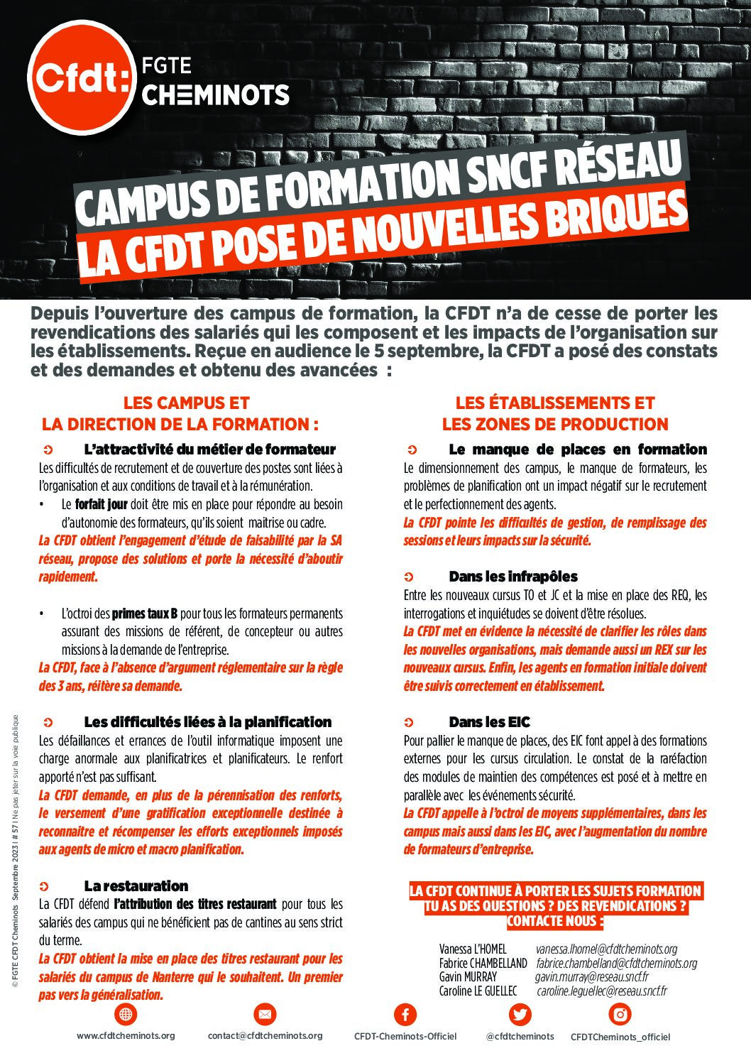 Campus de formation réseau, la CFDT pose de nouvelles briques