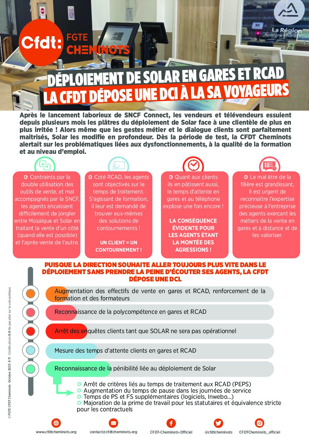 Déploiement de SOLAR en gares et RCAD: DCI déposée