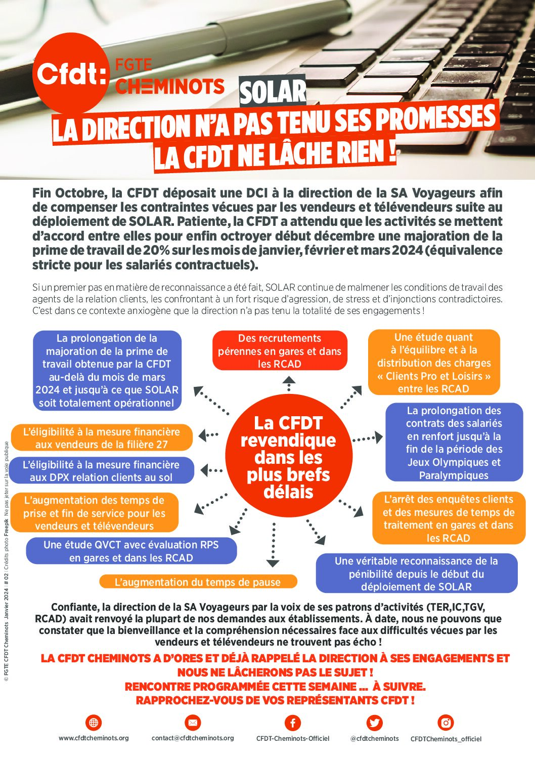 SOLAR, la direction n’a pas tenu ses promesses. La CFDT ne lâche rien.