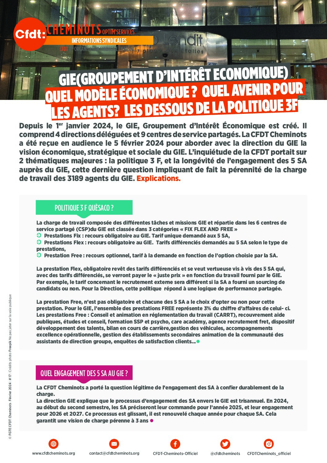 GIE: Quel modèle économique? Quel avenir pour les agents? Les dessous de la politique 3F