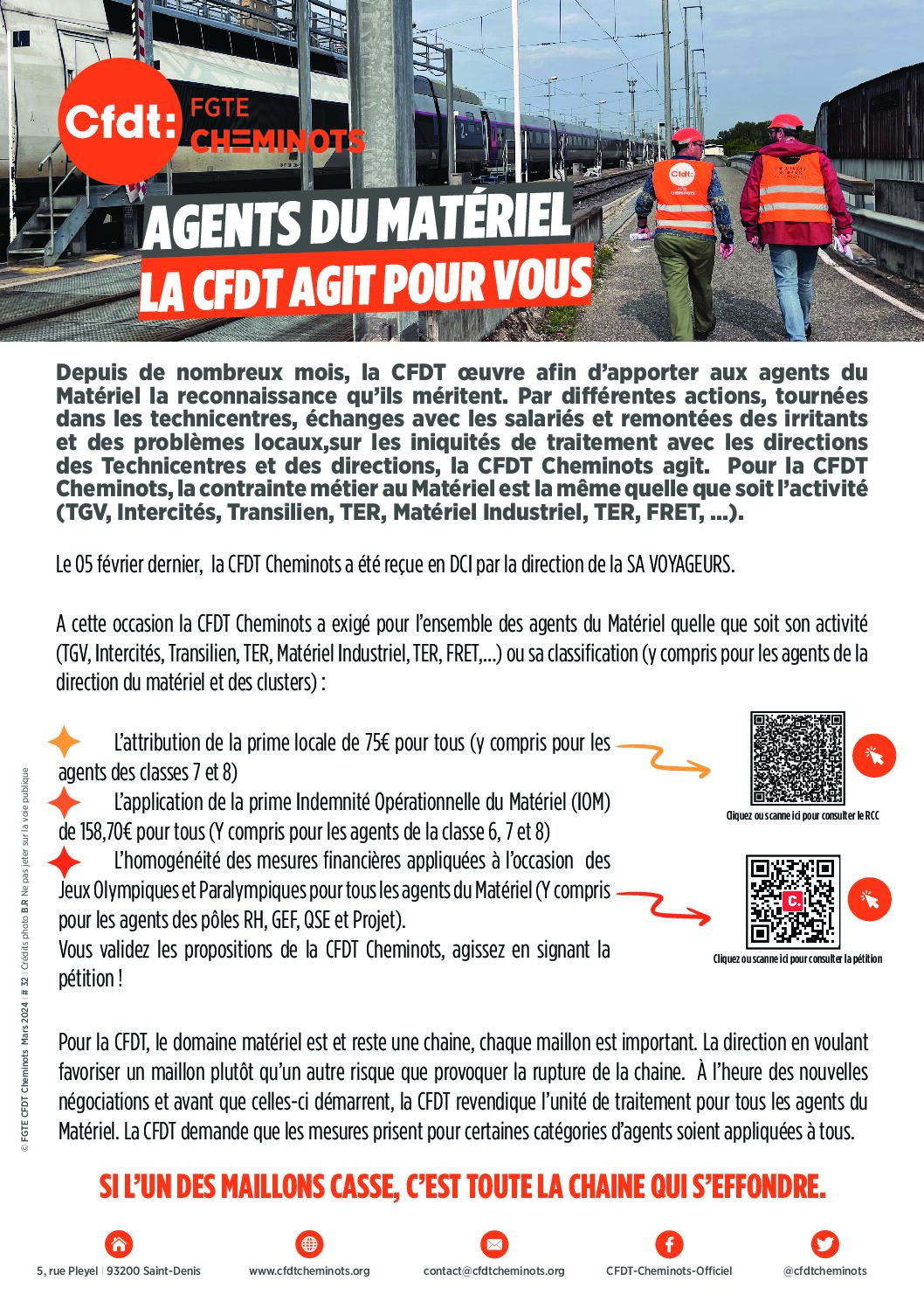 Agents du matériel, la CFDT agit pour vous !