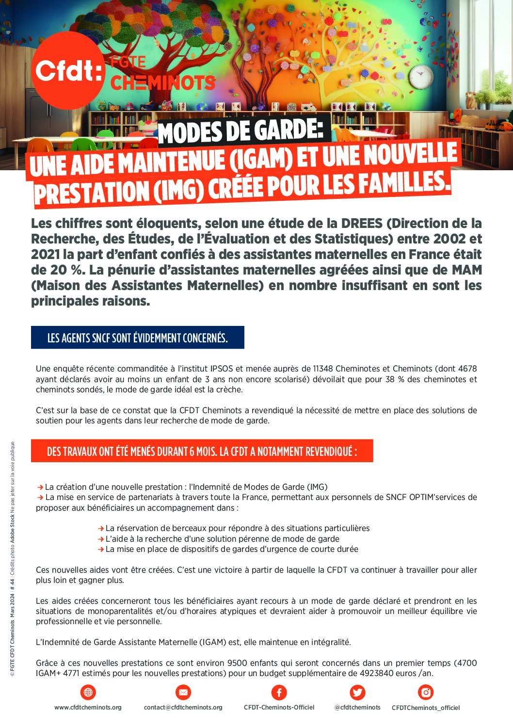 Mode de garde, une aide maintenir ( IGAM)  et une nouvelle prestation ( IMG) créée pour les familles