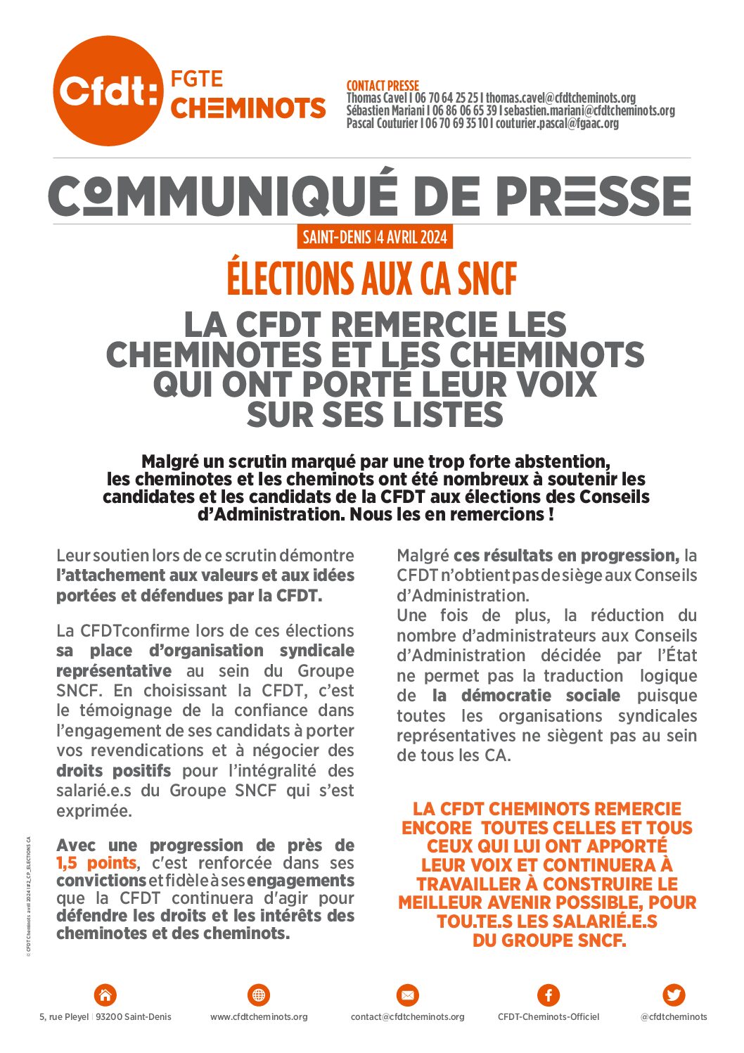 Communiqué de presse || 4 avril 2024